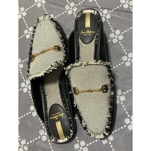 Sam Edelman Linnie Fray Womens Mules Sz 8.5 Black & White Tweed Dress Shoe Fit